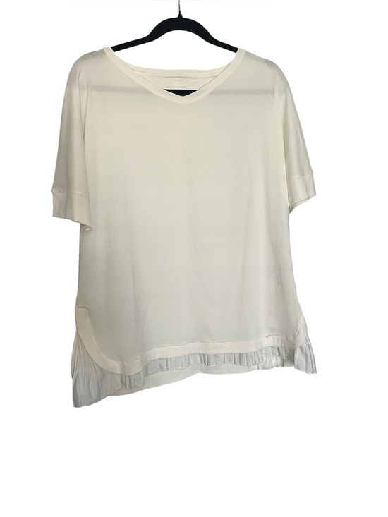 Marc Cain Tops - MARC CAIN Pleated Hem White Tshirt